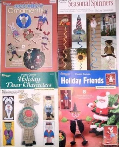 Lot of 4 Seasonal Plastic Canvas PATTERN Books Easter Christmas Halloween July 4 - Picture 1 of 2