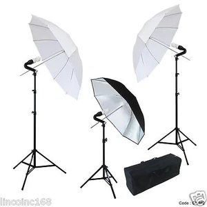 Photo Studio Translucent White Umbrella 3x Photography Lights lighting Kit - Picture 1 of 11