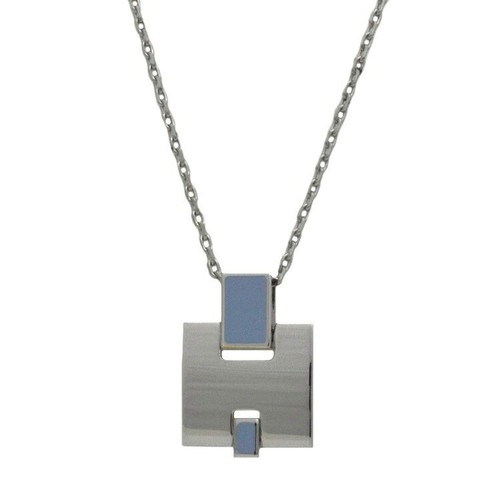HERMÈS Collana Hermes Argento Blu Irene Ss Usata St0187 Accessori Gioielli Motivo H Penna