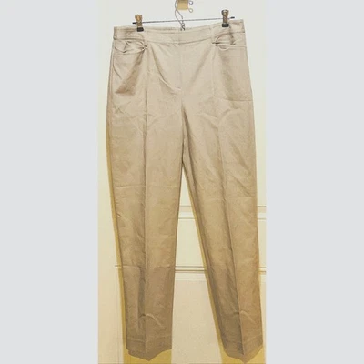 Saks fifth Avenue 棕褐色卡其色 Chino 裤子女式 12 码全新带标签合身棉质 — 第 1/4 张图片
