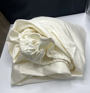 $221 SFERRA Fiona Long Staple Cotton Sateen QUEEN Ivory Fitted Sheet 60x80x17” - Picture 1 of 5