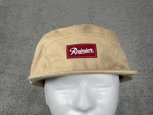 Rainier Hat Cap Strap Back Classic 5 Panel Patch Khaki Tan Canvas Mens One Size - Picture 1 of 11