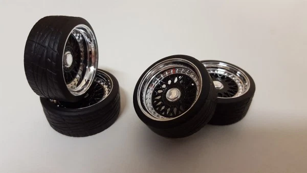 SD MODELCARTUNING SD Felgen 16 Zoll BBS RM schwarz 32mm 1:18 Modellauto Tuning