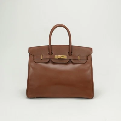 HERMES Birkin 35 Birkin 35 Verso Bag Tote Bag Box scarf Fauve Craie Brown Be... - Image 1 of 4
