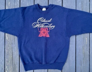Sudadera De Colección 1990 Colonial Williamsburg Virginia Cuello Redondo Azul M - Imagen 1 de 8