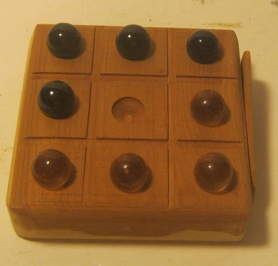 Handcrafted Wooden TIc Tac Toe Game with Glass Marbles!! EXCELLENT!! No Reserve - Image 1 of 3