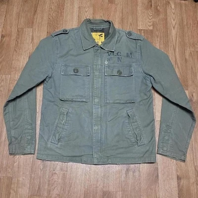 Volcom Scout Military Army Green Field Jacket Zip Snap Size Large Distressed - Image 1 of 4