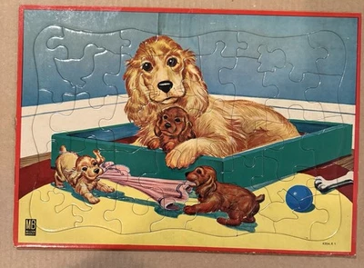 Bandeja Rompecabezas Marco Milton Bradley De Colección Cocker Spaniel Mamá y Cachorros Foto 1 de 4