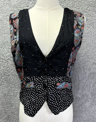 Chaleco boho de colección para mujer mezclado medio ligero sin mangas con cuentas Foto 1 de 4