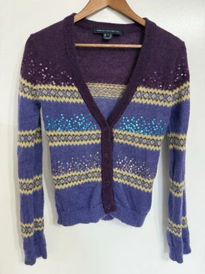 Cárdigan para mujer French Connection de colección suéter mohair púrpura lentejuelas L Fair Isle Foto 1 de 4