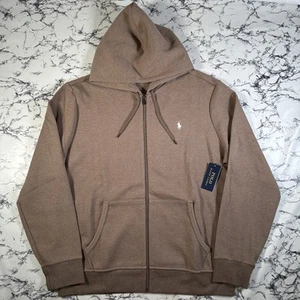 POLO RALPH LAUREN Mens Brown Double Knit Full Zip Hoodie SIZE XL BNWT Authentic - Picture 1 of 11