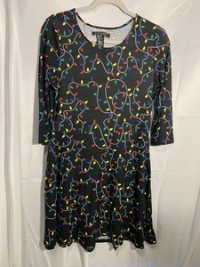 VESTIDO MUJER BESSER BAY JUST ONE HOLIDAY LIGHT NEGRO NAVIDAD PATRÓN DE LUZ MED - Imagen 1 de 8