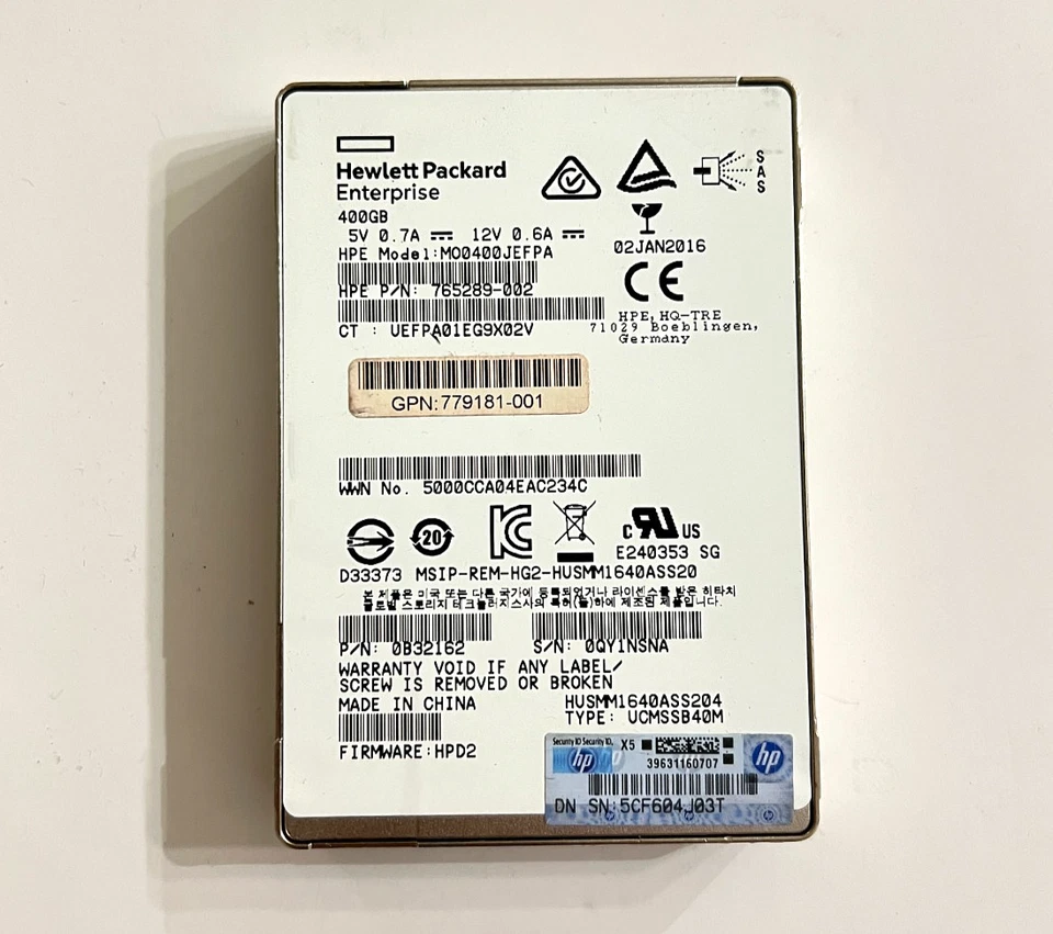 HGST HPE Ultrastar 400GB SSD SAS 12Gbps - SSD1600MM - Image 1 of 3