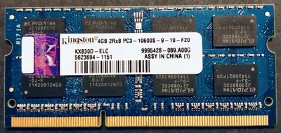 GENUINE  KINGSTON KX830D-ELC 4GB 2R-8 PC3-10600S DDR3-1333 LAPTOP MEMORY RAM $60 - Image 1 of 4