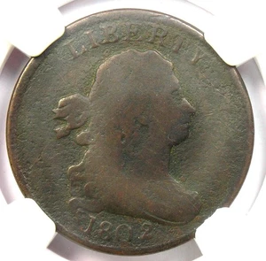 1802/0 Draped Bust Half Cent 1/2C - Certified NGC VG Details - Rare Date - Picture 1 of 6
