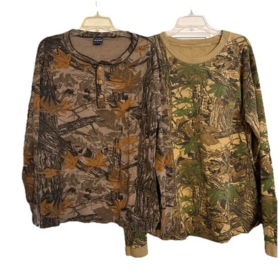 Men Camouflage Shirts 2XL Realtree Long Sleeve With Pocket & Duofold Henley - Image 1 of 4