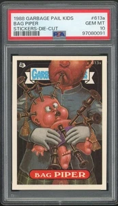 Topps Garbage Pail Kids 15th Series #613a Bag Piper PSA 10 GEM MINT Os15 Die-Cut - Picture 1 of 2