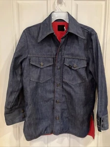 Streetwear Vintage 70s Jean Blue Denim Flannel Lined Shirt  ROEBUCK Sears S 40 - Picture 1 of 5