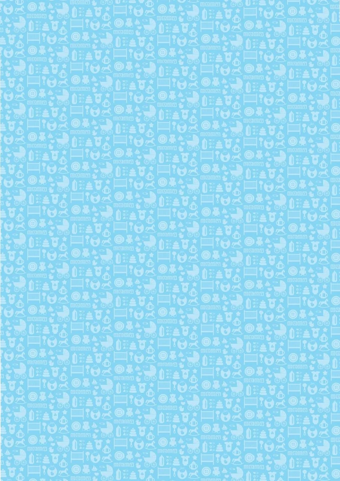  Baby Boy Shower Patterned Wallpaper A4 Sized Edible Wafer Paper / Icing Sheet  - Image 1 of 1