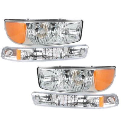 Conjunto de pares para 1999-2007 GMC Sierra 1500 farol substituição halogênio lente transparente - Imagem 1 de 4