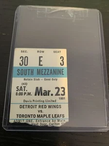 Red Wings vs Maple Leafs 23.03.91 Ticket Stub Yzerman Vs Damphouse Original 6 - Bild 1 von 3