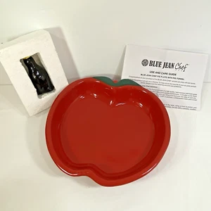 NUEVO Plato de Pastel Azul Jean Chef 10" Rojo en Forma de Manzana + Ventilación Embudo Mirlo - Imagen 1 de 11