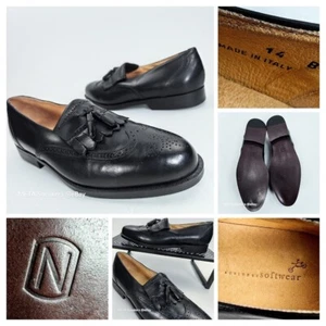 Nordstrom- US 14 B -Loafers Men's Black Italian Leather Tassels Dress Shoes- New - Picture 1 of 13