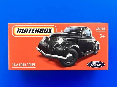 2022 Matchbox Power Grabs BLACK CLASSIC 1936 FORD V8 3 WINDOW COUPE new in box! - image 1 of 4