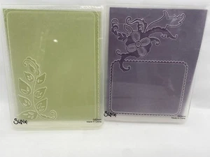 Lot of 2 Sizzix Ellison Textured Embossing 3D Folders Frames Flourish A2 - Picture 1 of 3