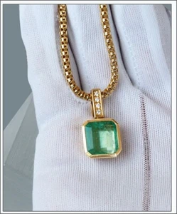 Colgante de esmeralda de locura 7,6 quilates - oro amarillo + diamantes - de Greenfire - Imagen 1 de 10