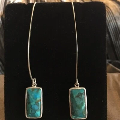 Silpada 925 Sterling Silver Oasis Compressed Turquoise Earrings W3379 Cute - Image 1 of 4