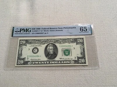 20.00 1969 FRNote Radar Note Star PMG 65 Star Gem Uncirculated Star Radar 4884 - Image 1 of 2