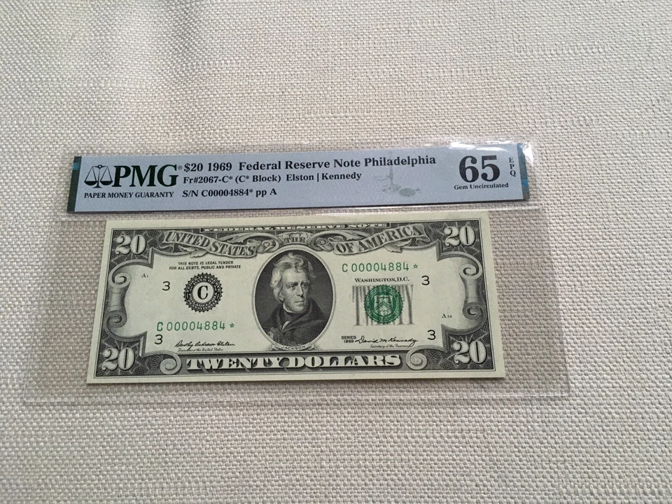 20.00 1969 FRNote Radar Note Star PMG 65 Star Gem Uncirculated Star Radar 4884 - Image 1 of 2