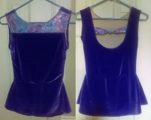 Ice Skating Dance Twirl Dress Purple sleeveless velour Girls XL or AS - Picture 1 of 1