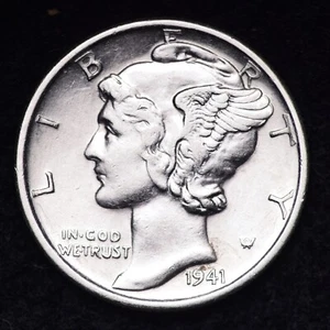 1941-D Mercury Silver Dime AU FREE SHIPPING  - Picture 1 of 2