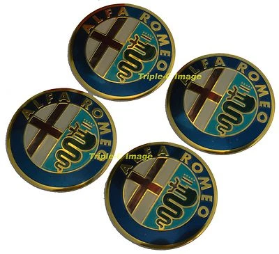 Emblemas centrales rueda Alfa Romeo - 56mm Juego de cuatro autoadhesivos 3D abovedados Foto 1 de 2