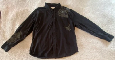 Camisa de hombre Machine negra gris gráfica manga larga abotonada talla XXL Foto 1 de 4