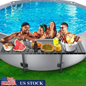 Portabevande universale fuori terra piscina bar alluminio resistente nuovo - Foto 1 di 7