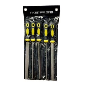 Quality Steel File Set 8" 5 Pieces Round Square Flat Triangle Files Filing Tools - Picture 1 of 13