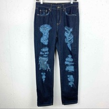 Carmar Los Angeles Women's Mid-Rise Baggy Distressed Non-Stretch Denim Jeans 25