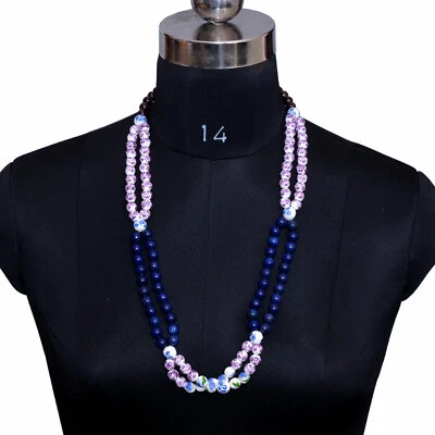 Garra de langosta roja/blanca/azul lisa redonda granate/cerámica/lapislázuli piedra preciosa ne Foto 1 de 3