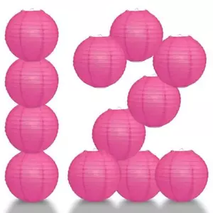BULK PACK (12) 16" Fuchsia / Hot Pink Round Paper Lantern, Even Ribbing, Chinese - Picture 1 of 1