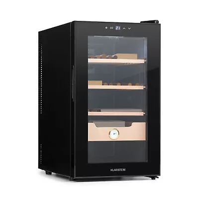 Humidor Luftbefeuchter Zigarren 48L 3 Einschübe Zedernholz LED Glastür schwarz - Bild 1 von 4