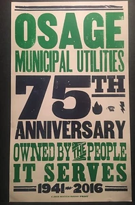 Hatch Show Print Poster Osage IA Municipal Utilities 75th Anniversary 1941-2016 - Bild 1 von 1