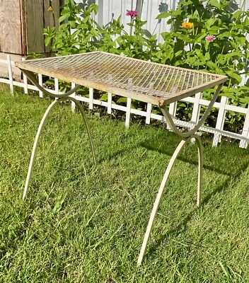 Mid Century mcm modern  Salterini Vtg side Table Wrought Iron mesh garden patio - Image 1 of 4
