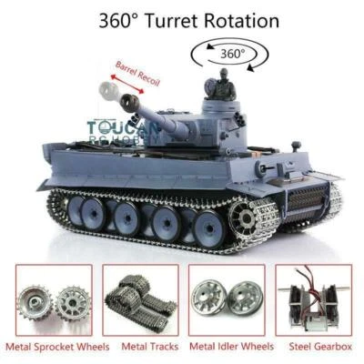 1/16 Henglong 7.0 Tiger I 3818 RTR RC Tank 360° Barrel Recoil BB IR Battle - Image 1 of 4