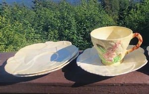 VINTAGE CARLTON WARE ENGLAND Fox Glove Pattern CUP and 3 Saucers - Picture 1 of 2