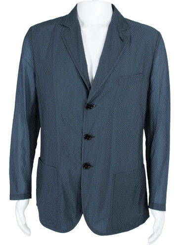 HERMÈS Giacca blazer uomo HERMES blu antracite check techno seersucker 54 XL