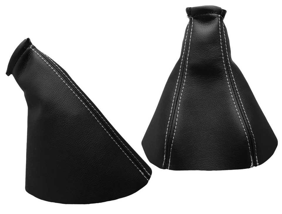 Para OPEL VECTRA B 96-02 Fuelle Palanca de Cambio y Freno Piel - Costura Blanco - Imagen 1 de 1