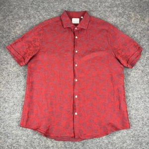 MURANO Baird McNutt Button Up Shirt Linen Blend Floral Red Mens Large L - Picture 1 of 11